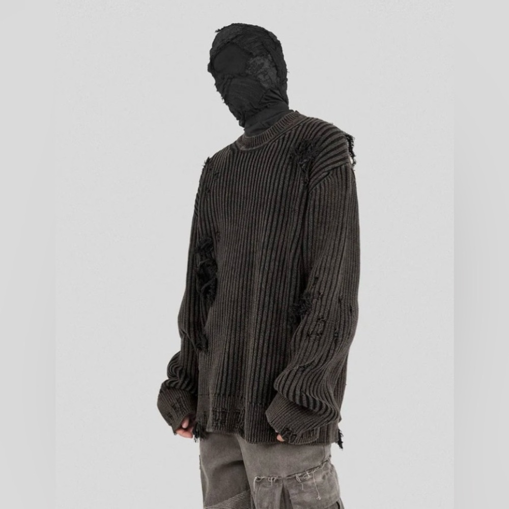 UNDERWATER Wasteland RIPPED Sweater Charcoal //Distressed Sweater Sz L NWT - Picture 7 of 16